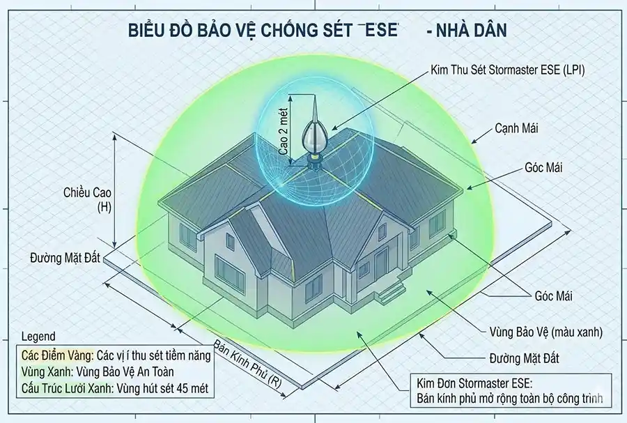 Phạm vi bảo vệ của cột chống sét phụ thuộc vào chiều cao và tiêu chuẩn kỹ thuật. Tìm hiểu cách tính góc bảo vệ, bán kính và lựa chọn hệ thống phù hợp ngay
